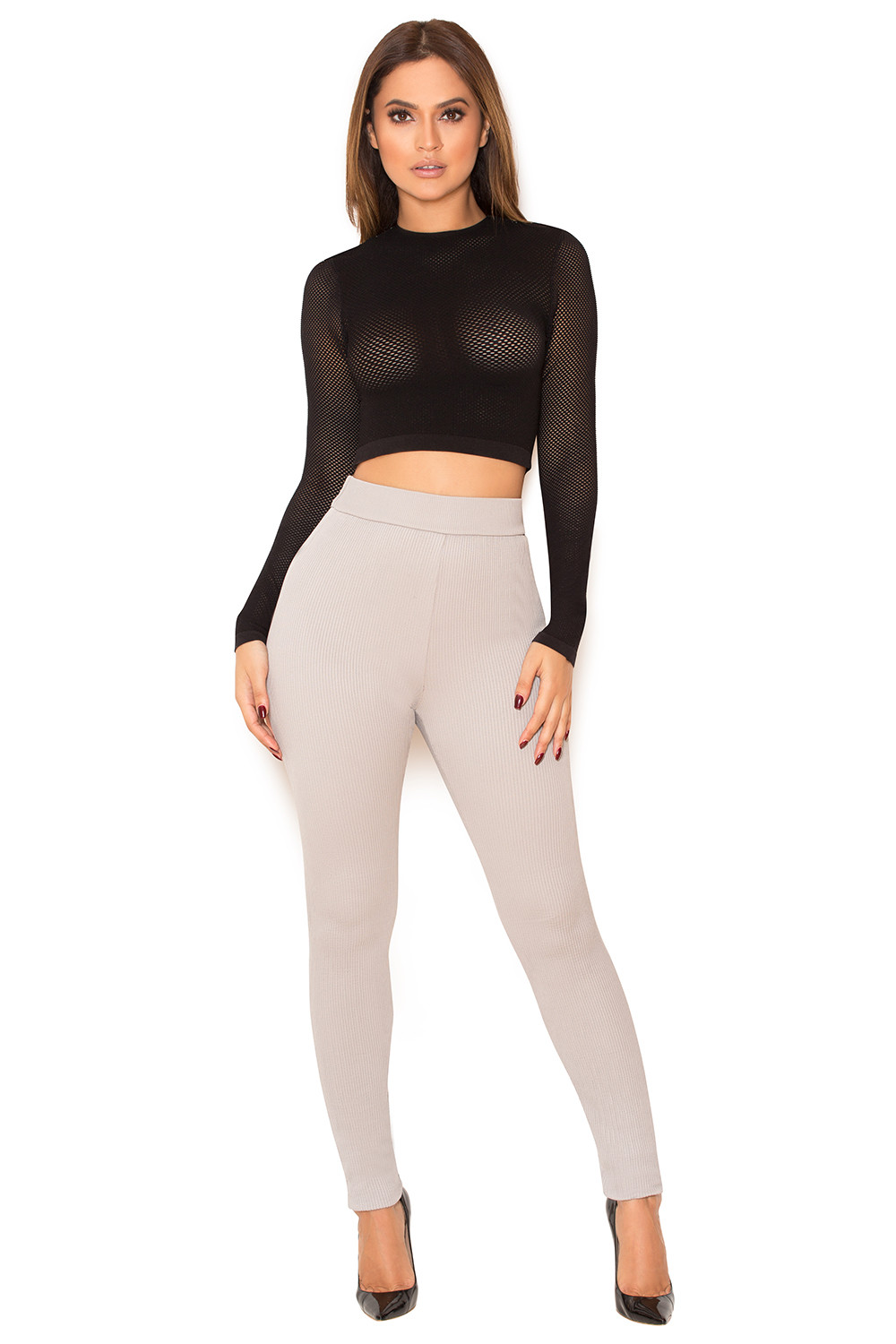 'Derriere' Grey Rib Knit Leggings - SALE