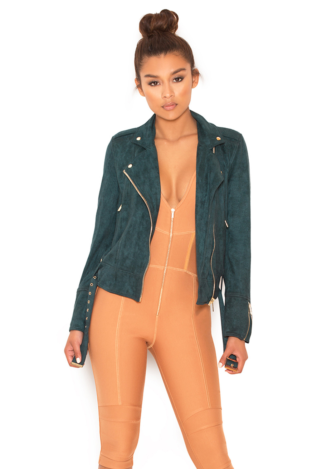 'Jouca' Tan Bandage Knee Length Jumpsuit - SALE