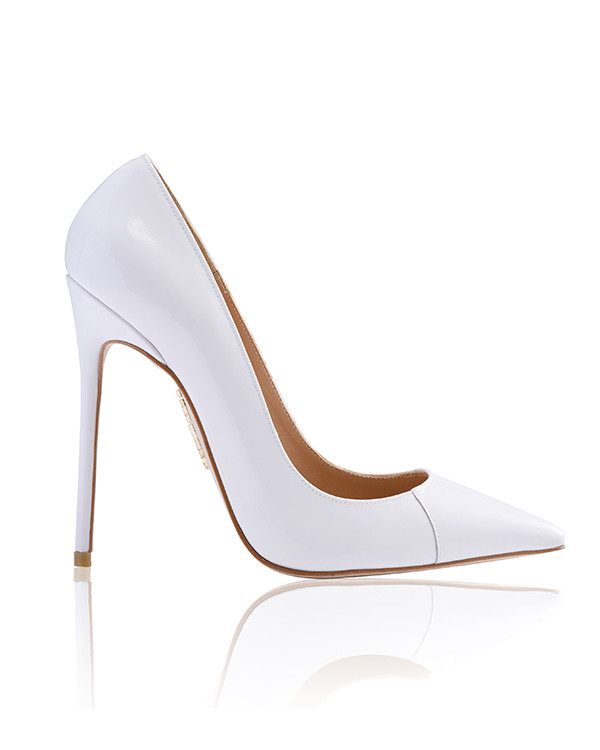 'PARIS' 5' White Patent Leather Pointy Toe Heels