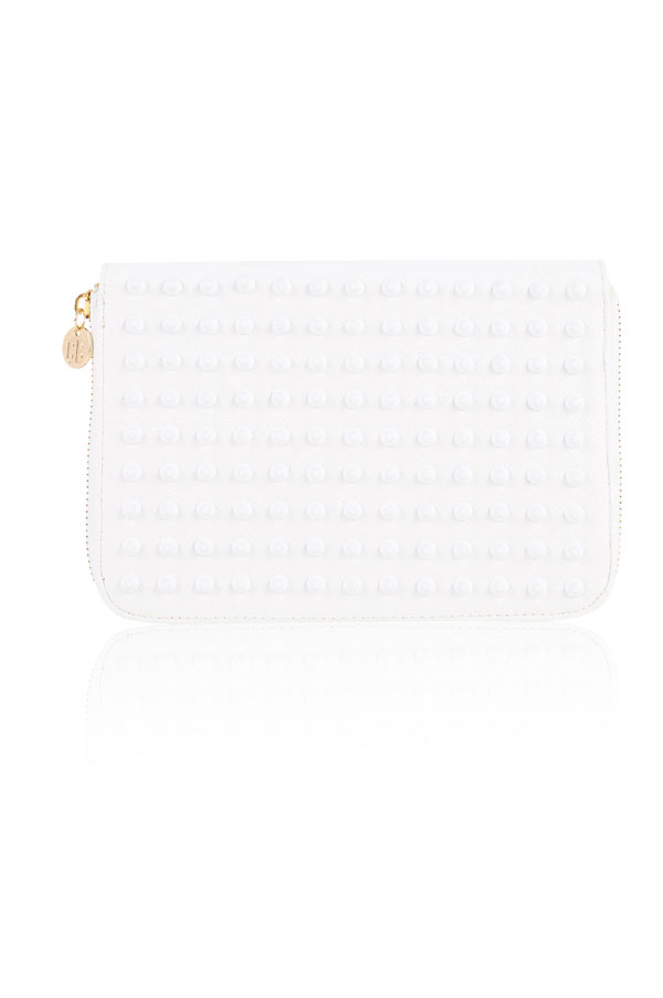 'Wildstar' White Studded Clutch Purse