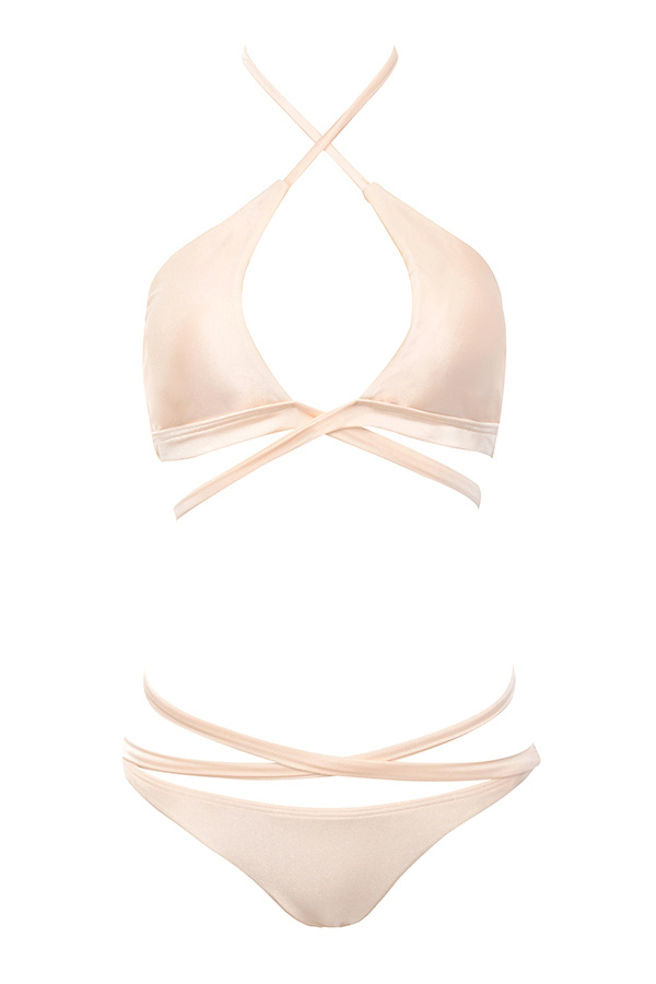 'Abruzzo' Peach Peek-a-Boob Wrap Bikini