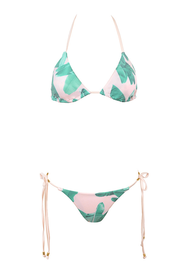 'Bora Bora' Green and Pink Palm Print Bikini