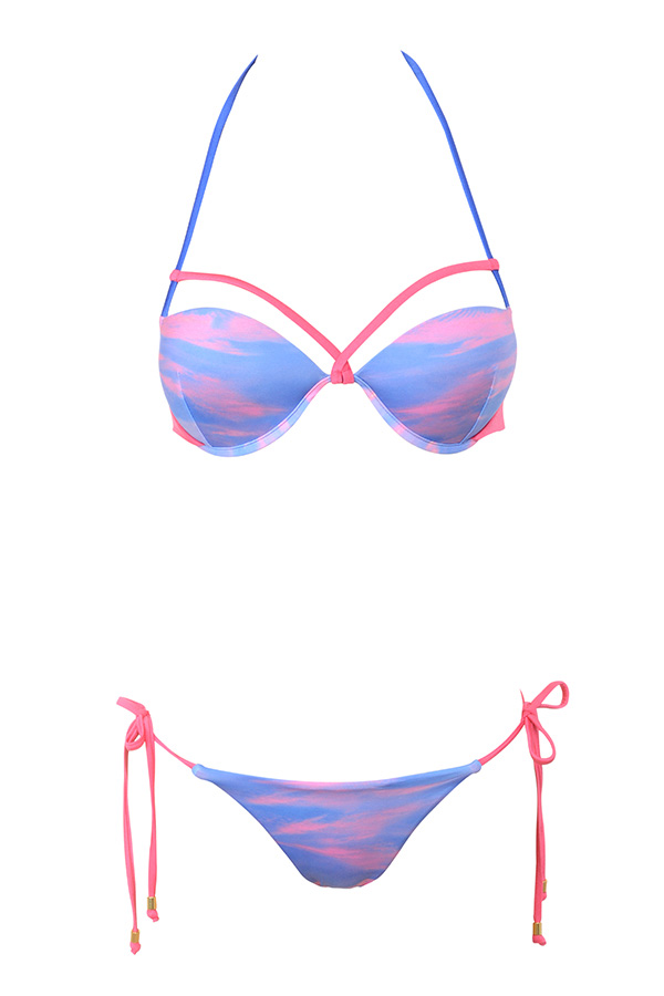 'Haiti' Blue and Lilac Sunset Print Bikini - SALE