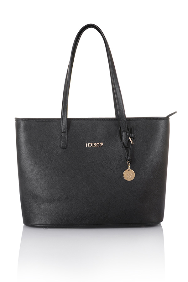 'Maison' Black Leatherette Tote Bag