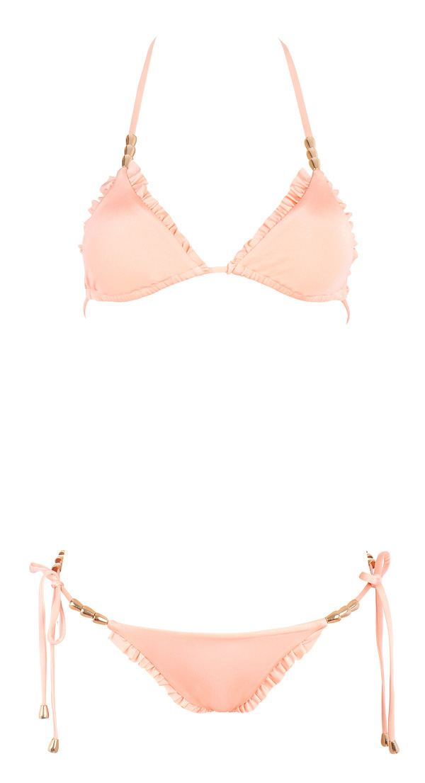 'Malibu' Peach Embellished Bikini
