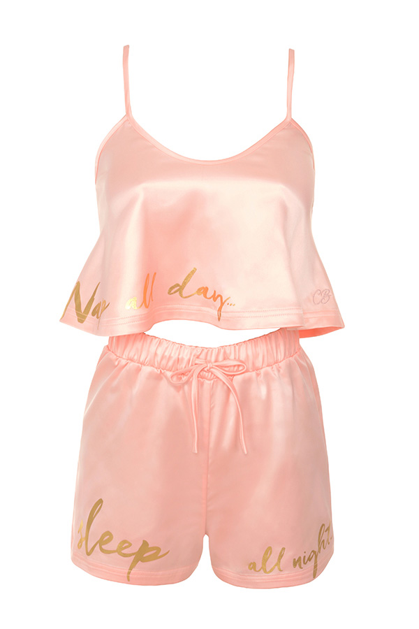 'Nap' Peach Satin Shortie PJ's - SALE