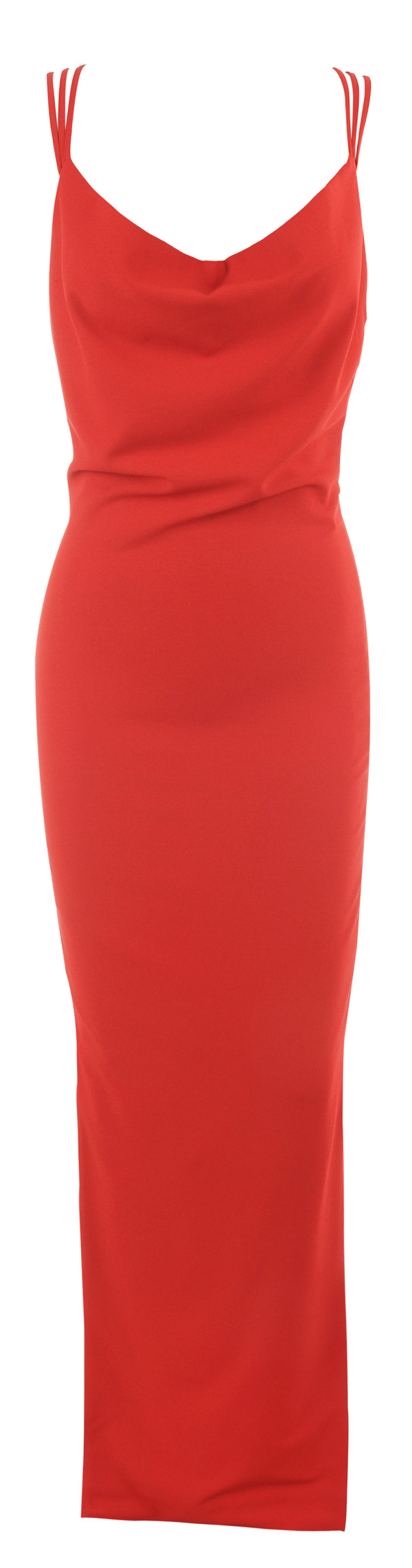 'Pabla' Red Crepe Low Back Maxi Dress