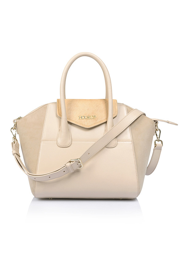 'Perfection' Cream and Nude Genuine Leather Handbag