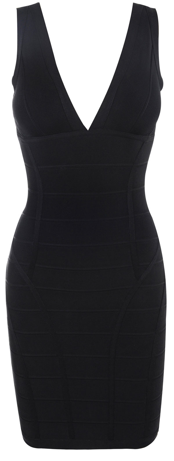 'Jenna' Black V Neck Bandage Dress