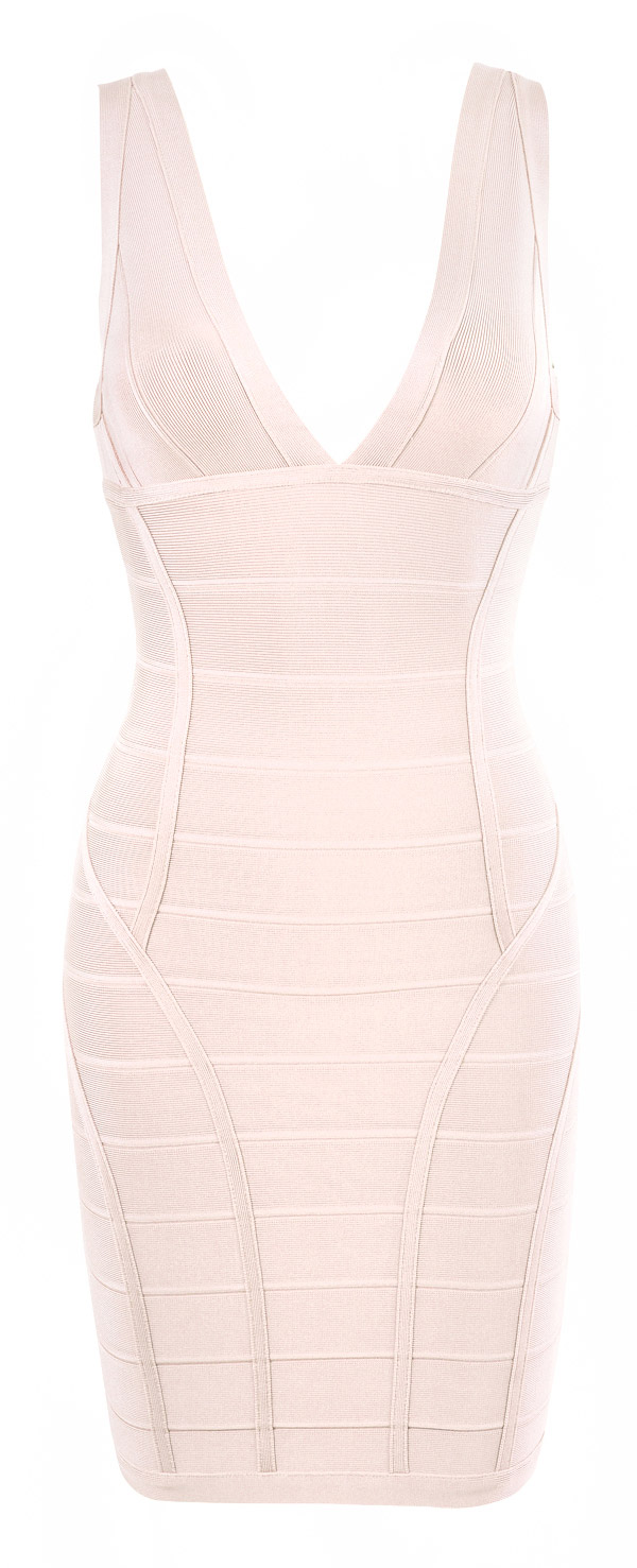 'Jenna' Nude V Neck Bandage Dress