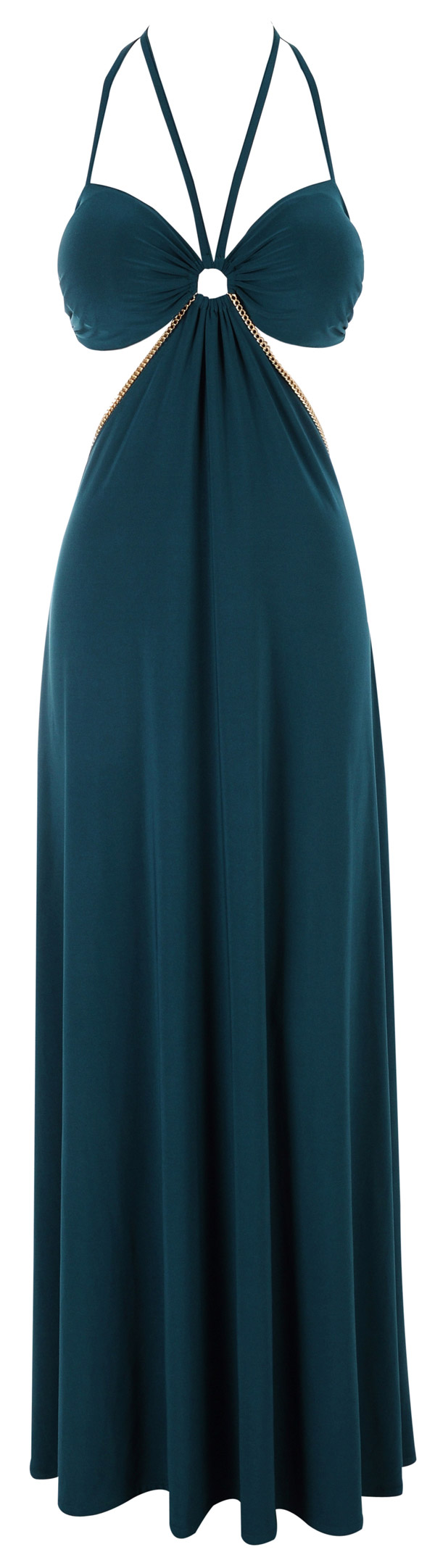 'Amaris' Blue Grey Chain Jersey Maxi Dress - SALE