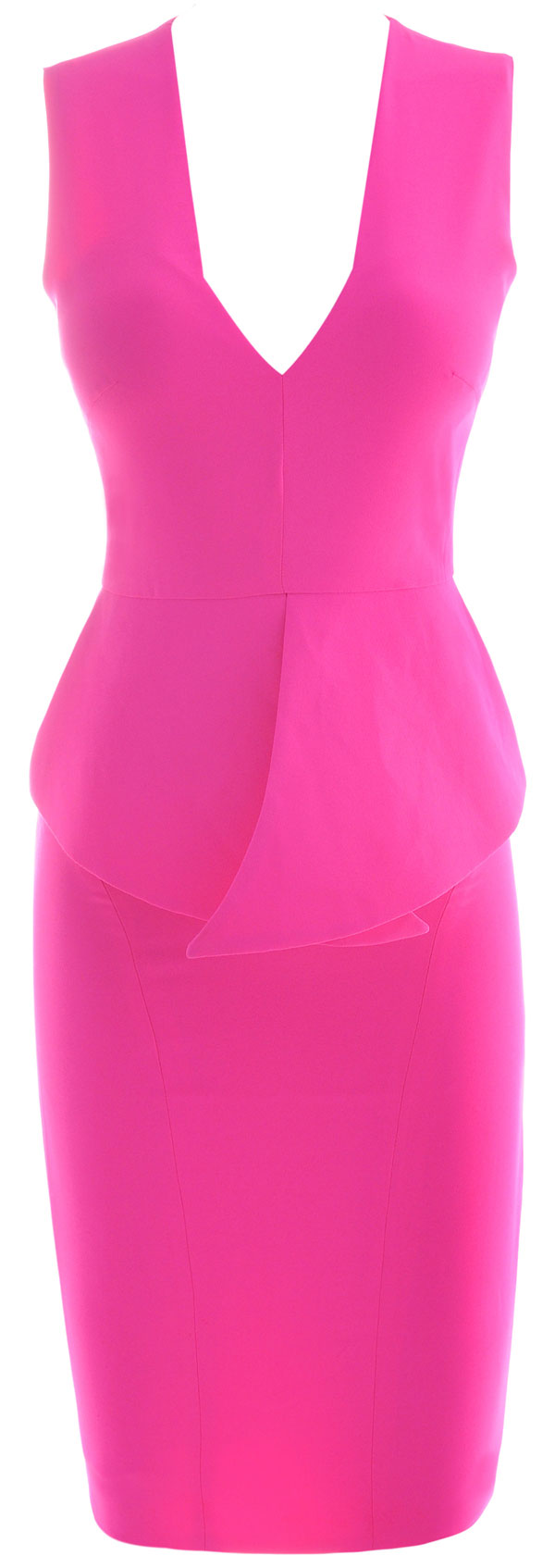 'Ciara' Neon Fuchsia Peplum Open Back Dress - SALE