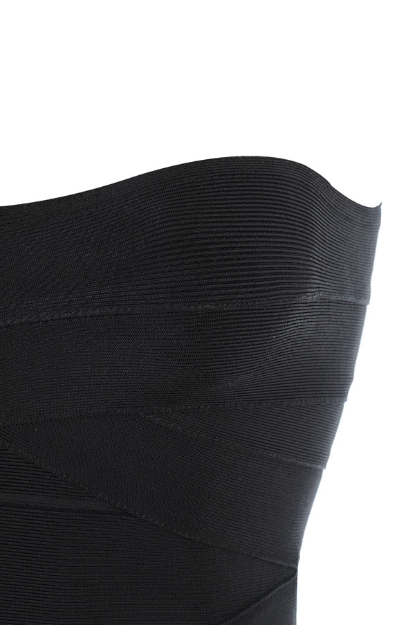 'Leyla' Black Strapless Bandage Dress