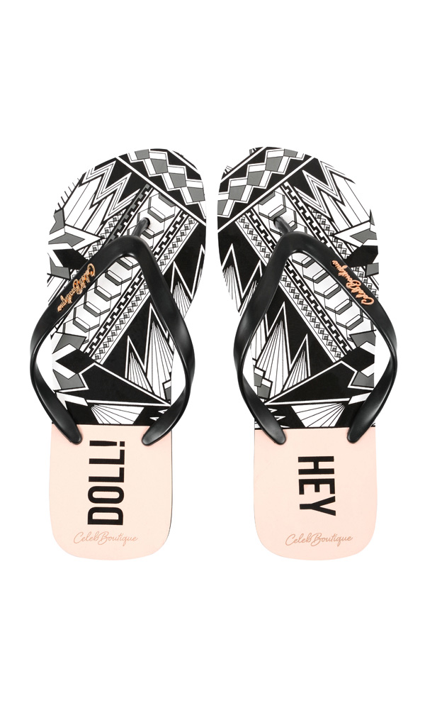 Chain Print Hey Doll logo Flip Flops - SALE