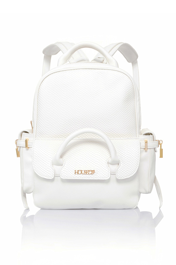 'Show Off' White Vegan Leather Back Pack