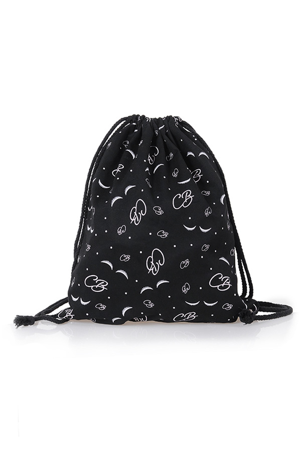 Black Sleepwear Bag with Lashes Print