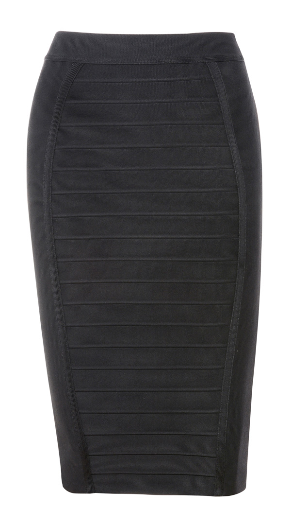 'Sorcha' Black Knee Length Bandage Pencil Skirt