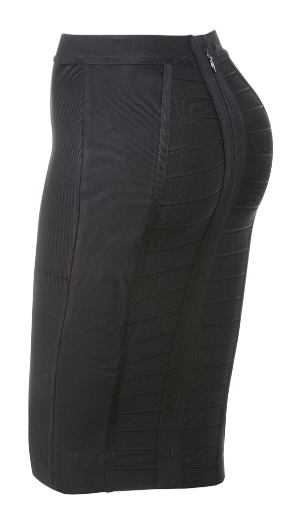 'Sorcha' Black Knee Length Bandage Pencil Skirt