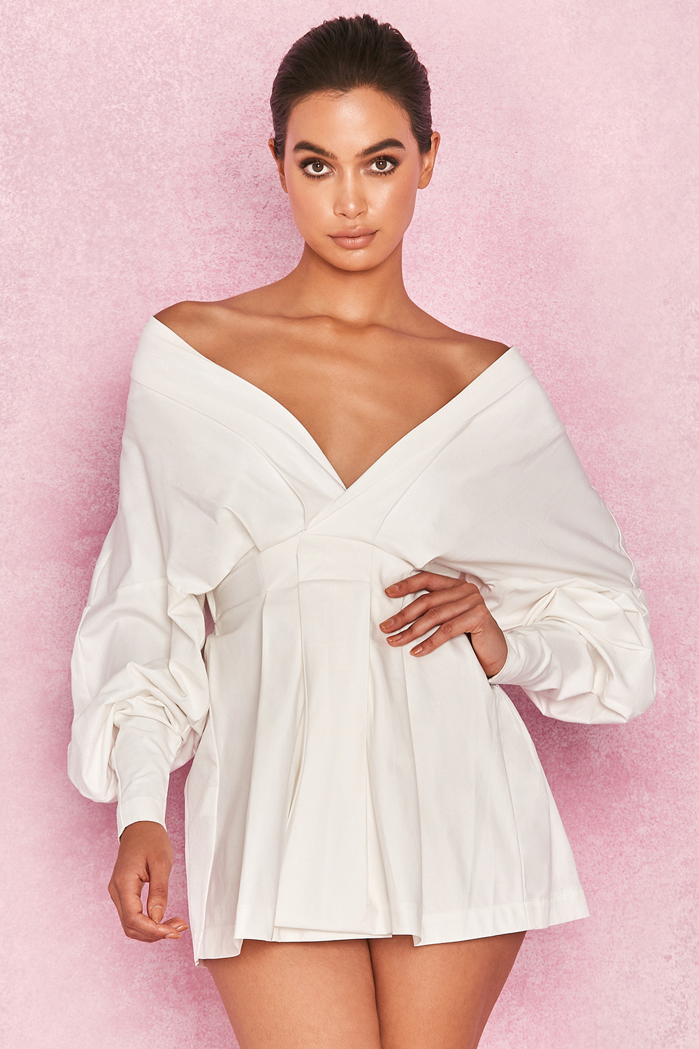 'Amber' White Oversized Shirt Dress