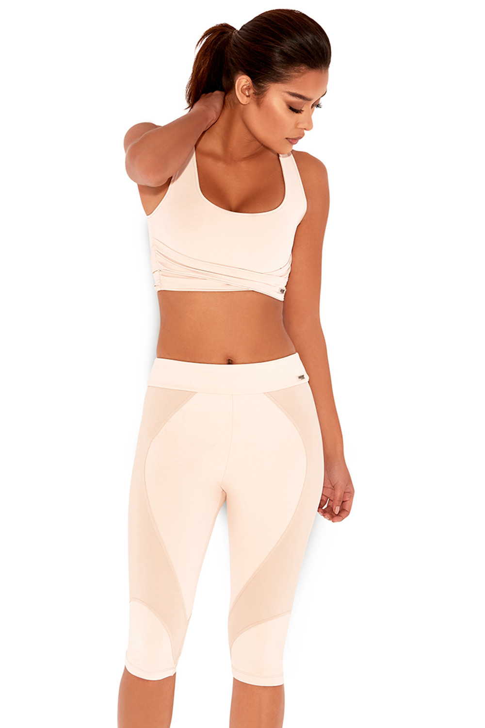 'Relax' Nude & Blush Knee Length Workout Leggings