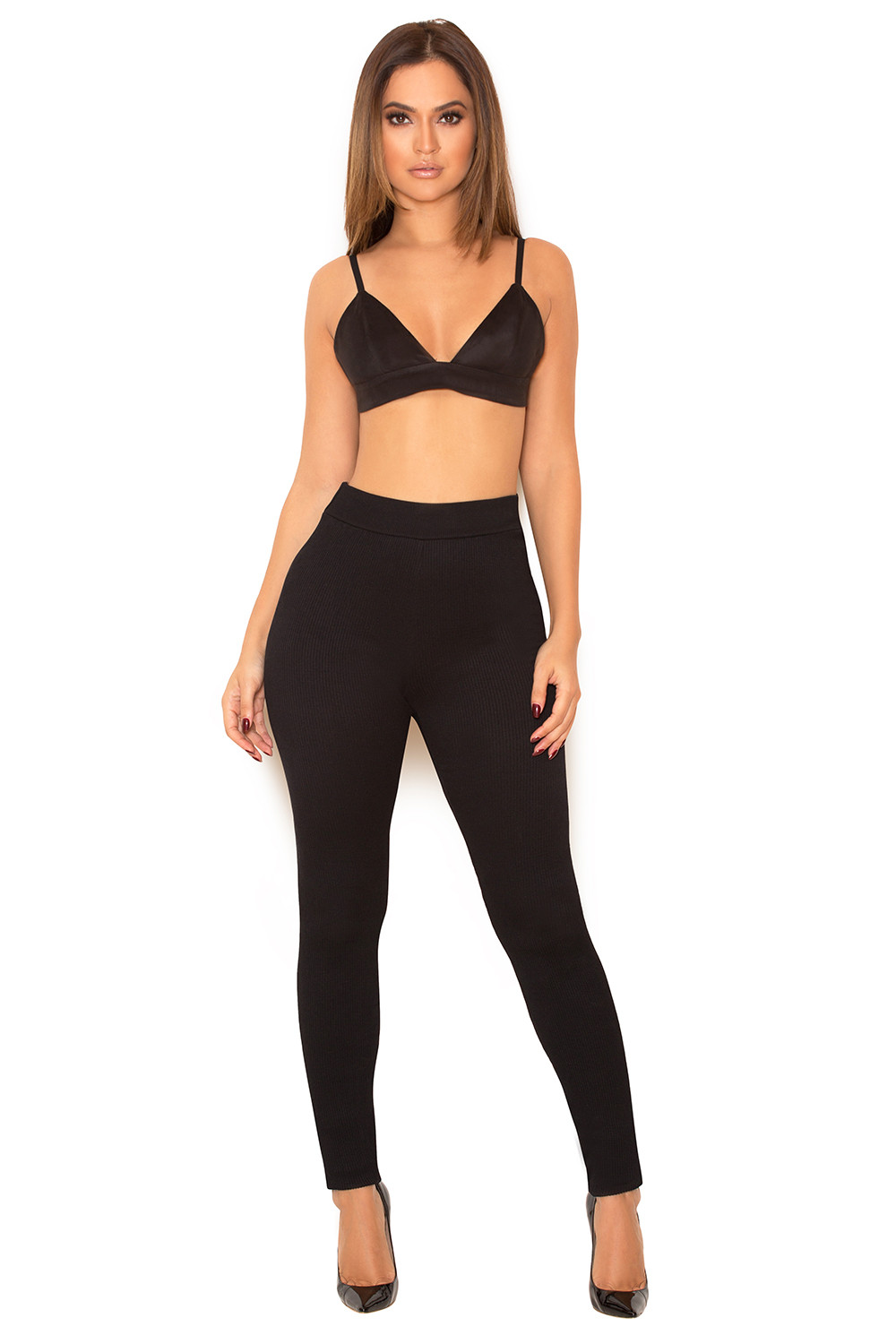 'Derriere' Black Rib Knit Leggings - SALE