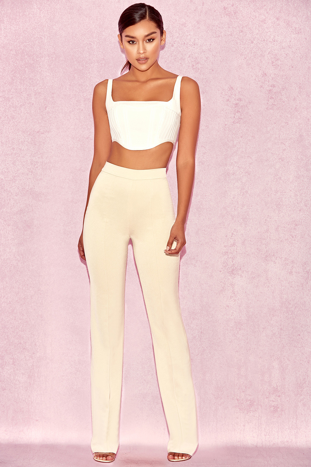 'Kasira' Beige High Waist Trousers - SALE