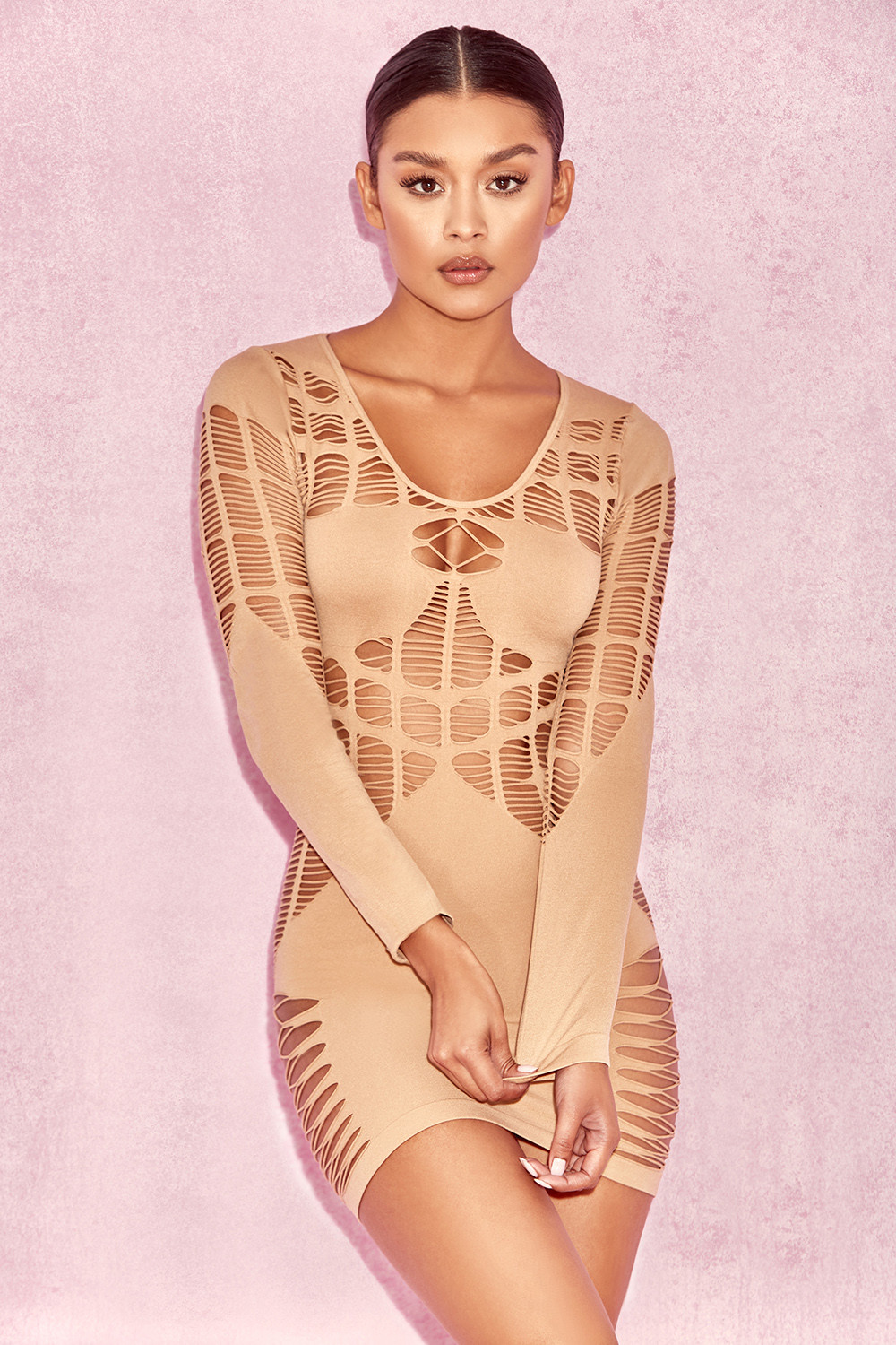 'Mahina' Nude Ladder Luxe Knit Dress - SALE
