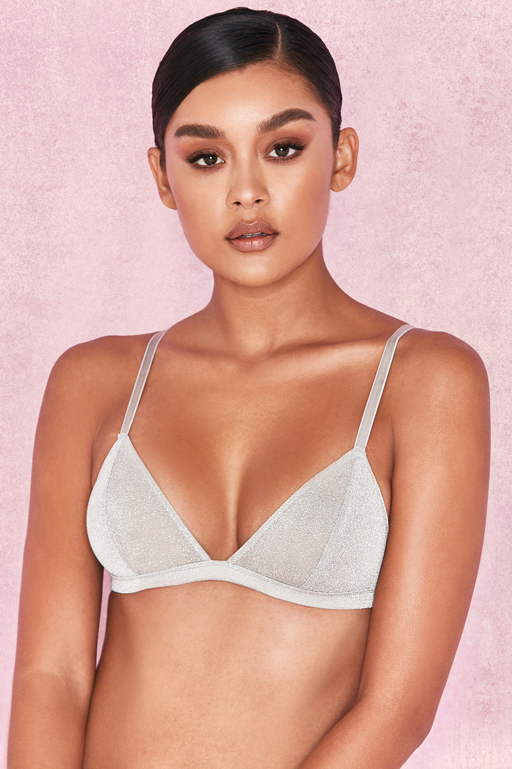 'Minx' Silver Stretch Lurex Bra - SALE