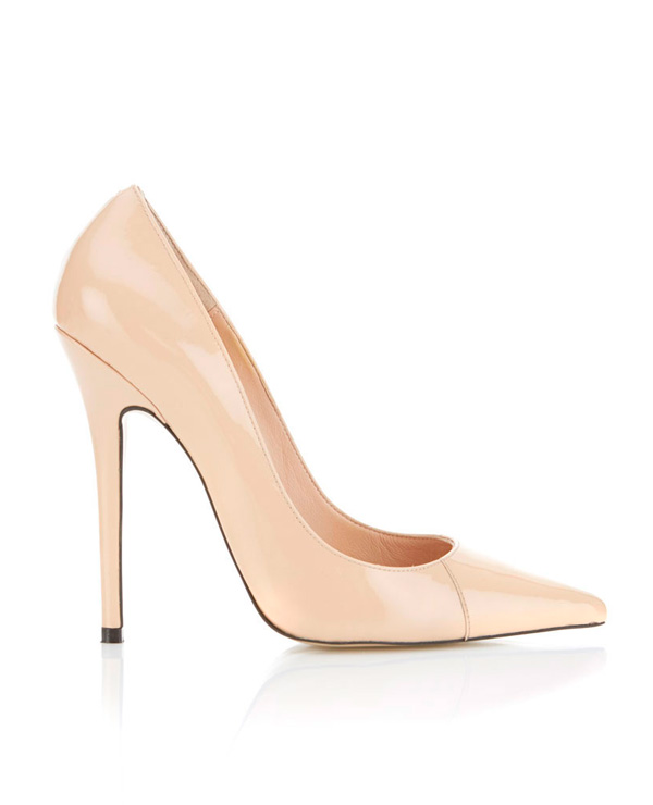 'Paris' Patent Leather Nude Pointed Toe High Heel Pump