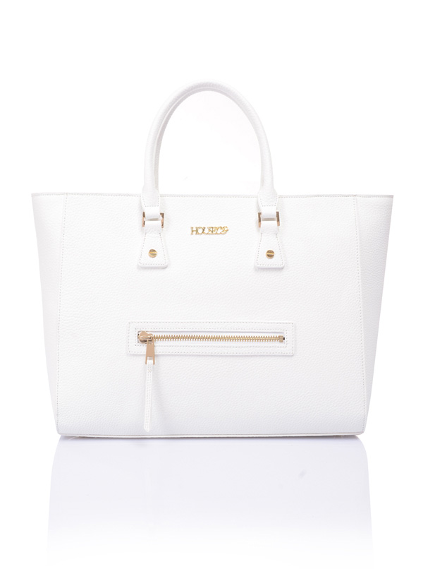 'Rodeo' White Real Leather Tote Bag