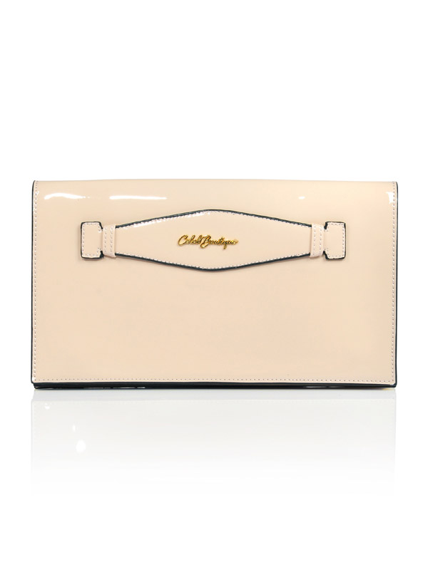 'Supervixen' Nude Patent Clutch Bag