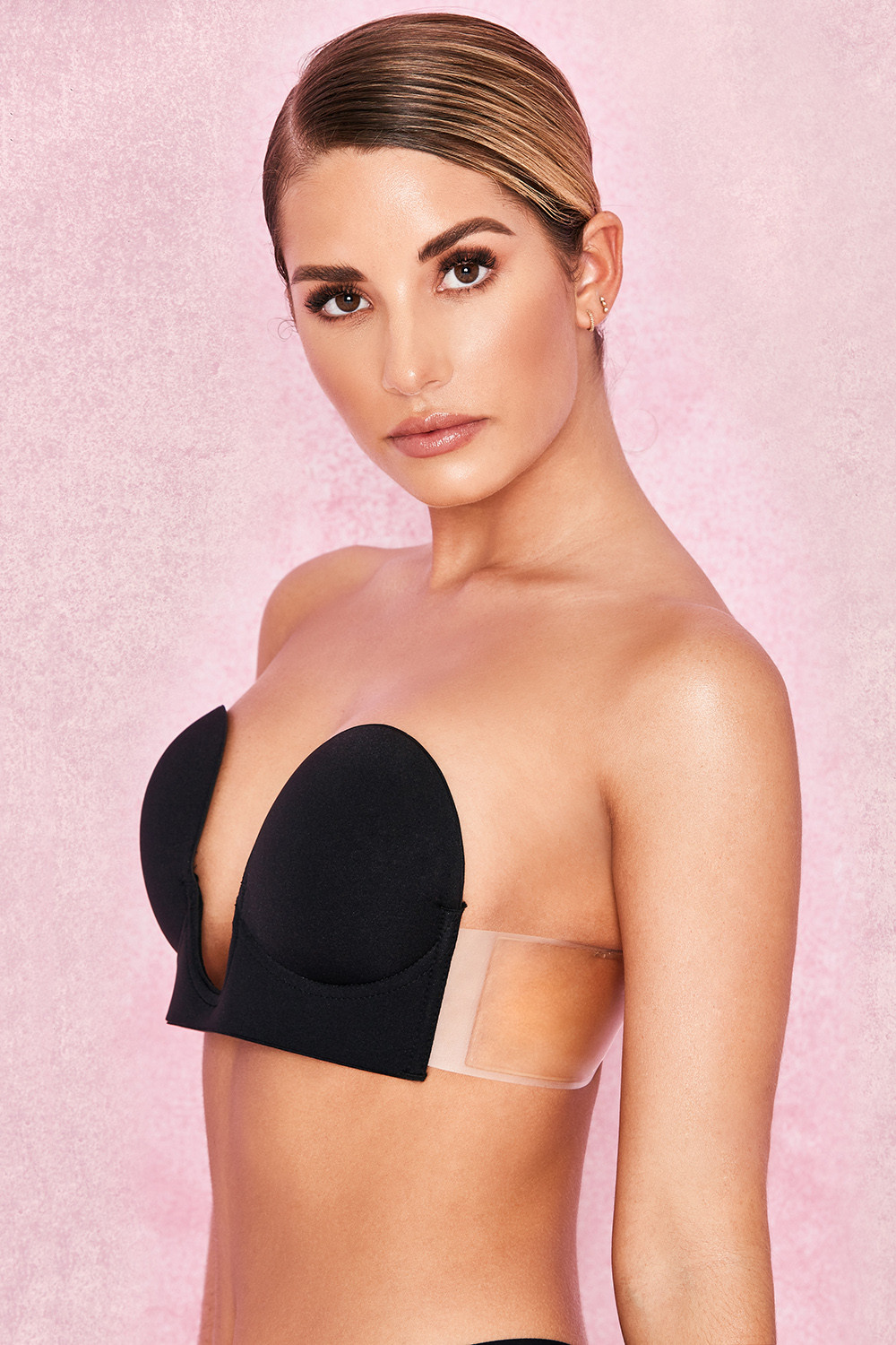 U Plunge Black Self Adhesive Bra